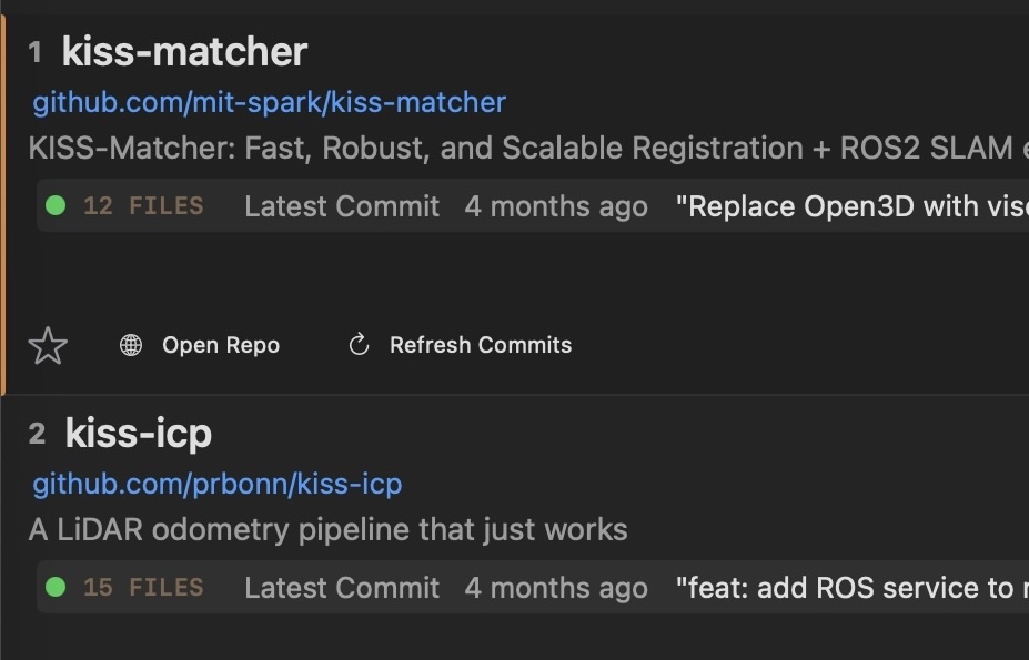 GitHub repo tracking showing commit activity